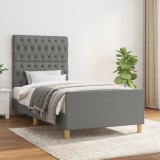 VidaXL Cadru de pat fără saltea, gri &icirc;nchis, 90x190 cm, textil