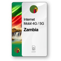 eSIM Internet Zambia, valabil 30 zile, trafic 20 GB, Standard