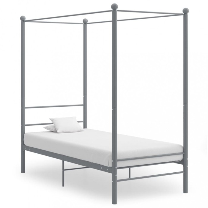 Gossi cadru de pat cu baldachin, gri, 90x200 cm, metal