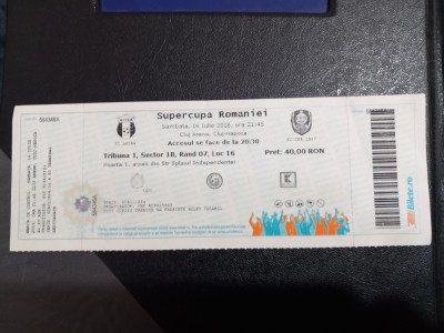 Bilet Astra Giurgiu - CFR Cluj supercupa rom. foto