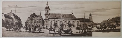 SIBIU , PIATA MARE , PANORAMA , CARTE POSTALA DUBLA , 1907 foto