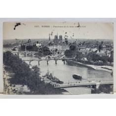 PARIS , PANORAMA DE LA SEINE VERS LA CITE , CARTE POSTALA ILUSTRATA , 1914