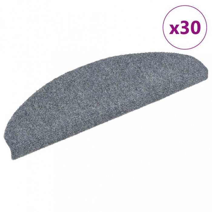 vidaXL Covorașe autoadezive pentru scări, 30 buc., 65x21x4 cm, gri deschis, semirotunde, mari