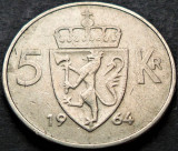 Cumpara ieftin Moneda 5 COROANE / KRONER - NORVEGIA, anul 1964 *cod 3654, Europa