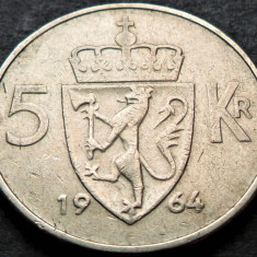 Moneda 5 COROANE / KRONER - NORVEGIA, anul 1964 *cod 3654