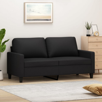 vidaXL Canapea cu 2 locuri, negru, 140 cm, piele ecologică 359137 foto