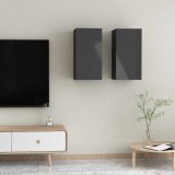 Comode TV, 2 buc. gri extralucios 30,5x30x60 cm lemn prelucrat