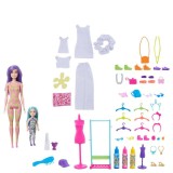 Papusi Barbiel si Chelse, set Color Reveal Gift , Tie-Dye Fashion Maker cu 41 accesorii, Mattel