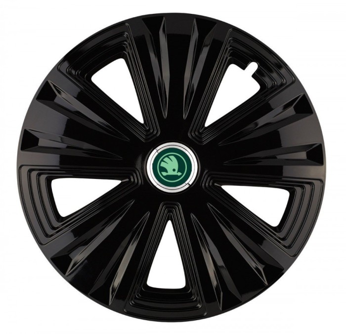 Set 4 capace roti pentru Skoda Nou Verde, model Glory Black, R16