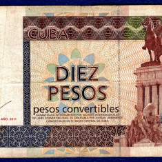 (4) BANCNOTA CUBA - 10 PESOS CONVERTIBLES 2011, MONUMENTUL LUI MAXIMO GOMEZ