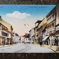 Carte postala Sibiu, 1918, Strada centrala, necirculata, color, stare buna