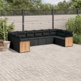 VidaXL Set canapele de grădină cu perne, 10 piese, negru, poliratan