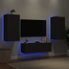 VidaXL Comode TV de perete cu lumini LED, 3 piese, negru