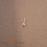 Piercing pentru nas din argint cu cristal zirconia roz - realizat in Thailanda