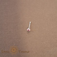 Piercing pentru nas din argint cu cristal zirconia roz - realizat in Thailanda