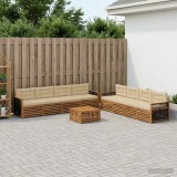 Cumpara ieftin Set de canapele de exterior 9 buc. 8-Locuri Natural si Bej