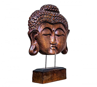 Stand din lemn sculptat Indian Serenity Buddha, L foto