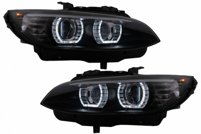 Faruri Xenon Angel Eyes BMW Seria 3 E92 E93 (2005-2008) 3D U-TYPE Negru Performance AutoTuning foto