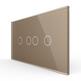 Cumpara ieftin Intrerupator touch dublu + dublu Livolo, rama din sticla, auriu, standard italian 4M