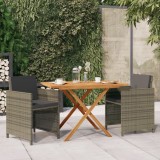 vidaXL Set mobilier de grădină cu perne, 3 piese, gri 3094303
