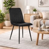 Cumpara ieftin Scaun bucatarie/living, Artool, Lava, catifea neagra, picioare metal negru, 43x51x90 cm