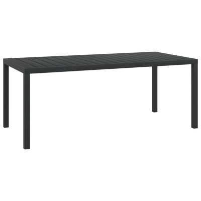 vidaXL Masă de grădină, negru, 185 x 90 x 74 cm, aluminiu și WPC foto