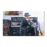Tablou tanara langa pian, Creatie,100x60cm, pictat manual in ulei pe panza, gata de expus pe perete
