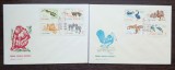 2 FDC ROMANIA - GRADINA ZOOLOGICA BUCURESTI - 01.10.1964- SERIE COMPLETA, LP 592, Romania de la 1950, Fauna