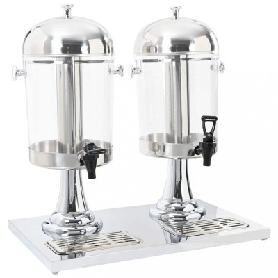 vidaXL Dozator dublu de suc din oțel inoxidabil 2 x 8 L foto