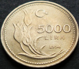 Cumpara ieftin Moneda 5000 LIRE - TURCIA, anul 1994 *cod 3651 = LUCIU de BATERE = A.UNC, Europa