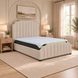 Pat Selena 160x200 cm Tapitat Stofa Crem Somiera Inclusa (cod ML 1906)