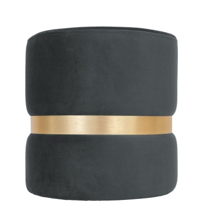 Taburet Ring, fix, rotund, material textil, gri + auriu, 38 x 38 x 40 cm foto
