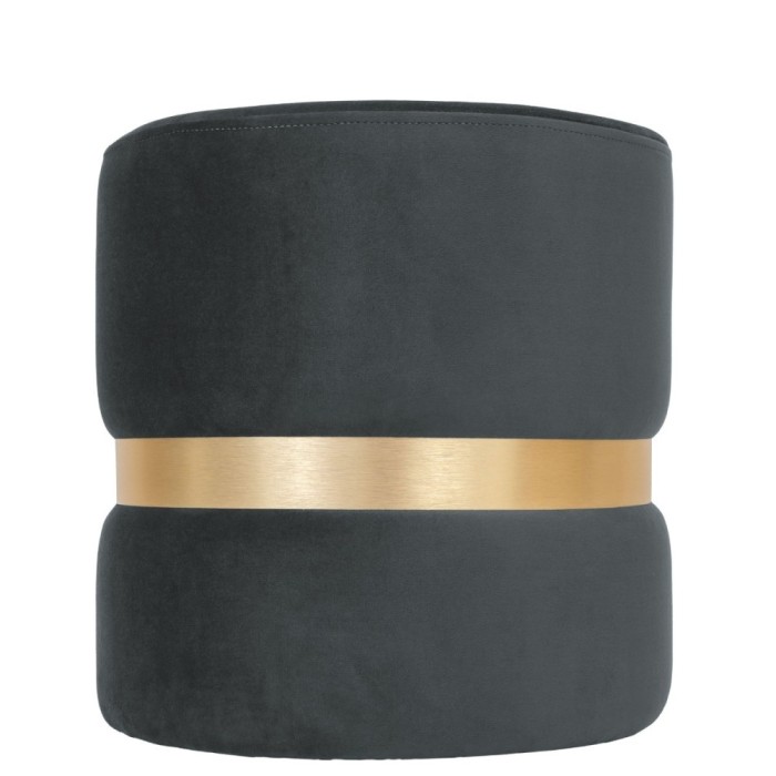 Taburet Ring, fix, rotund, material textil, gri + auriu, 38 x 38 x 40 cm