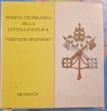 Vatican 500 Lire, Argint, in Folder, KM#251, John Paul II (Veritatis Splendor)