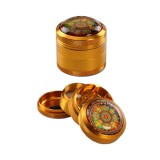 Grinder metalic Black Leaf, Mandala, 4 parti, Amber, O50mm