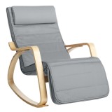 SONGMICS Scaun balansoar din lemn, suport picioare reglabil, maxim 150kg, 67x115x91cm, gri deschis Household NewTrend