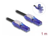 Cablu de retea RJ45 Cat.6 UTP conectori in unghi 180 grade 1m Negru, Delock 80926