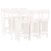 Set bar de gradina, 7 piese, alb, lemn masiv de pin