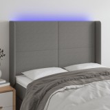 Cumpara ieftin Tăblie de pat cu LED, gri &icirc;nchis, 147x16x118/128 cm, textil