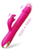 Vibrator Iepuras Thrusting, 10 Moduri Vibratii, 3 Moduri Impingere, Silicon, USB, Roz, 23 cm, Guilty Toys