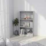 vidaXL Bibliotecă cu 3 rafturi, gri beton, 60 x 24 x 108 cm, PAL