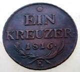 7.163 AUSTRIA 1 EIN KREUZER 1816 E, Europa, Cupru (arama)