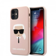 Husa de protectie telefon Karl Lagerfeld pentru iPhone 12 Mini, Head, Silicon, KLHCP12SSLKHLP, Light Pink