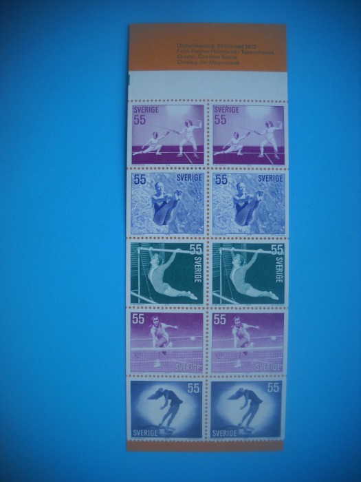 HOPCT TIMBRE SUEDIA MNH 1110 SPORT FEMININ-CARNET -10 VAL 1972-NESTAMPILAT