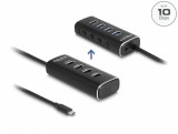 HUB USB 3.2 Gen2 type C la 4 x USB-A cu switch ON/OFF 0.6m, Delock 64233