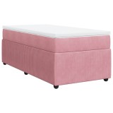 Cumpara ieftin Pat box spring cu saltea, roz, 100x200 cm, catifea