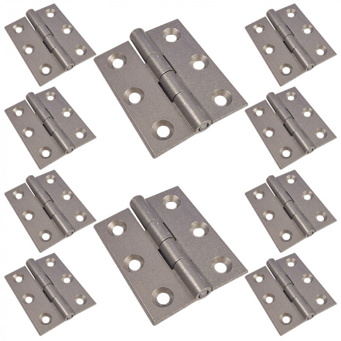 Balama din aluminiu, dreapta, pentru usa, saten, 40 x 50 mm, 10 buc / set