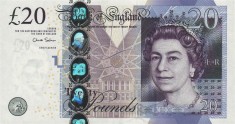 MAREA BRITANIE █ bancnota █ 20 Pounds █ 2012 █ P-392b █ Salmon █ UNC necirculata