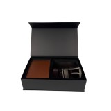 Set cadou pentru barbati, Portofel + Curea, piele naturala, model elegant, Maro, SET18