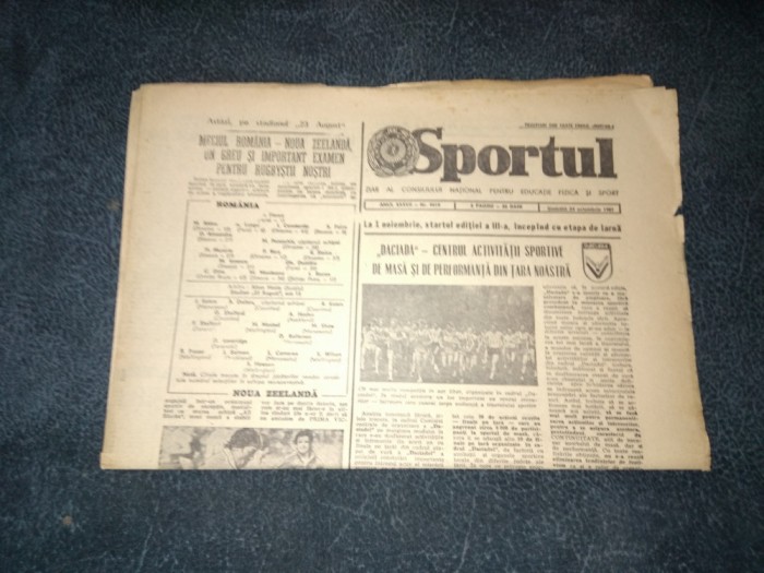 ZIARUL SPORTUL 24 OCTOMBRIE 1981